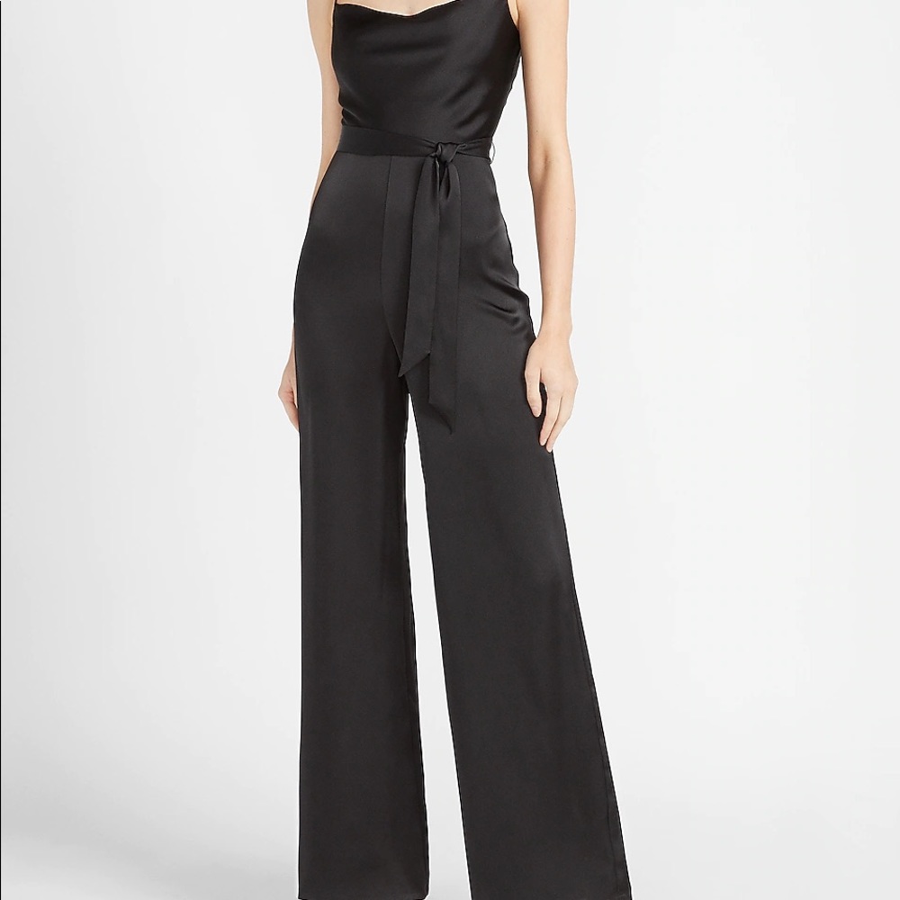 EXPRESS SATIN BELTED JUMPSUIT
